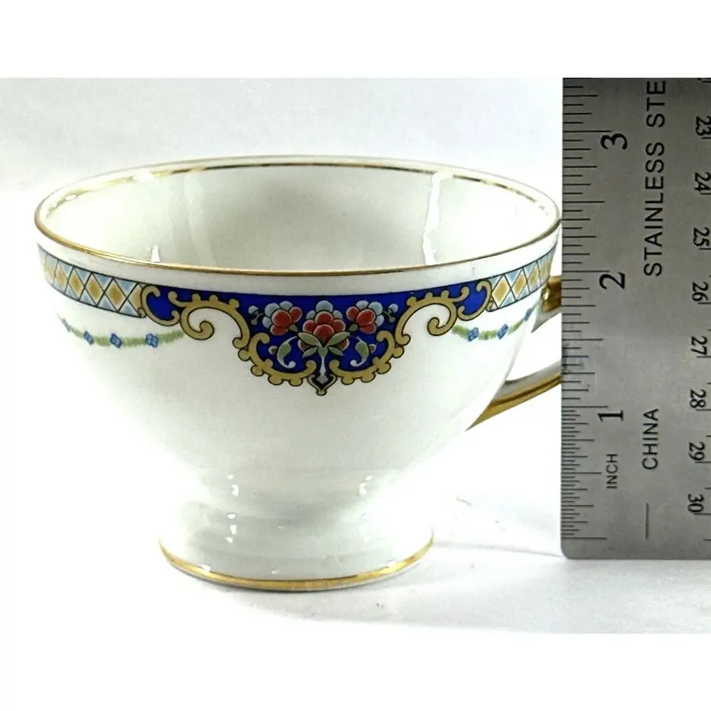 Thomas Bavaria Demitasse Cup & Saucer Blue Floral Gold Trim German Porcelain